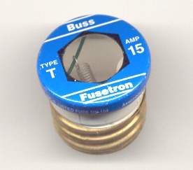 125V Bussmann T-15 15 Amp Type T Time-Delay Dual-Element Edison Base Plug Fuse 