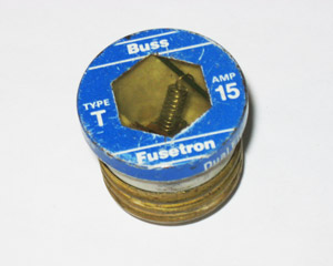 T-15 Buss Fusetron Plug Fuse 15Amp USED